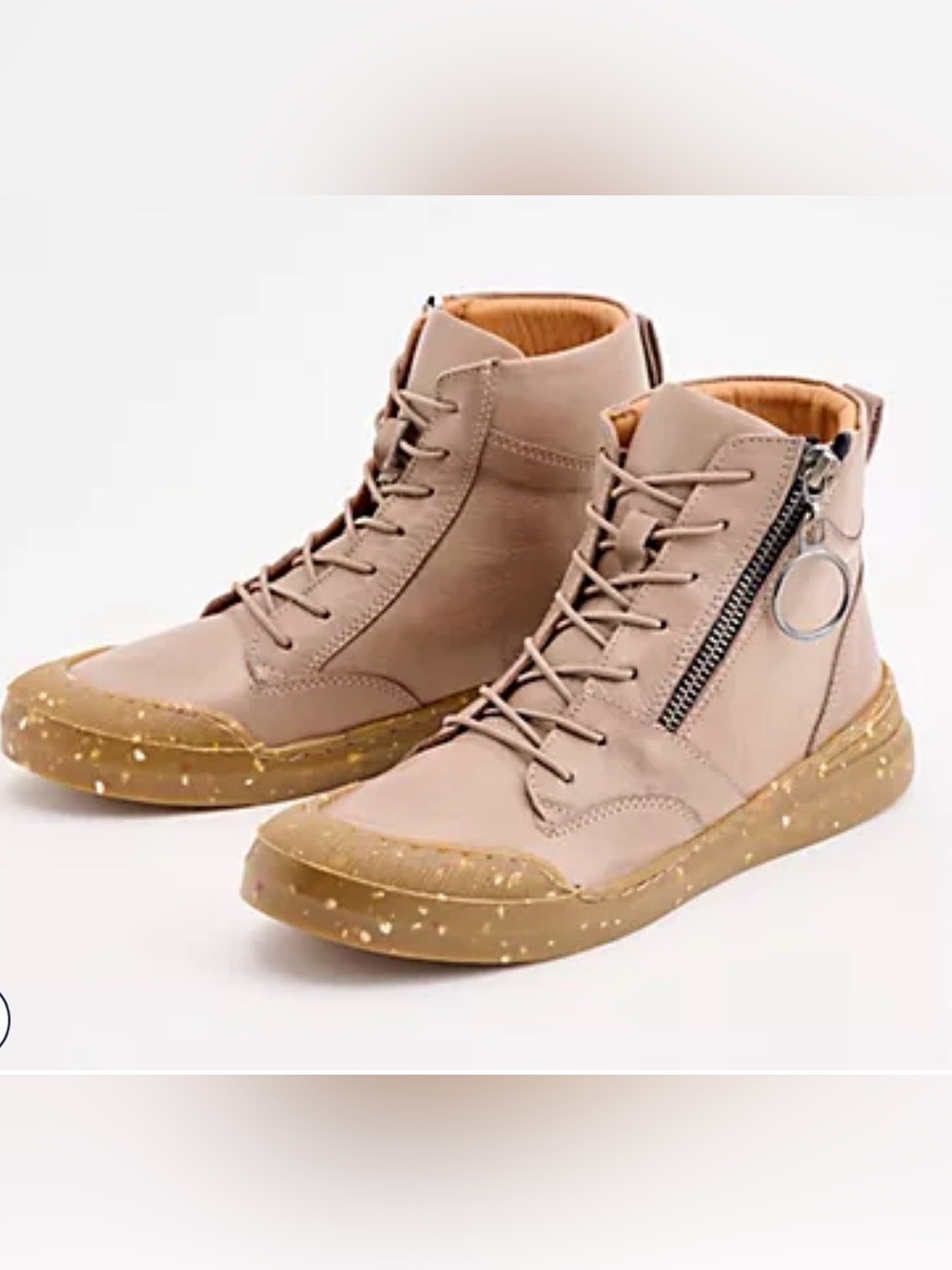 Sheridan Mia Alba Taupe luxe leather ankle booties with Speckled Gum Sole